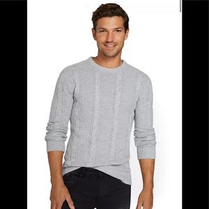 Men's Cable-Knit Crewneck Pullover Sweater -Size M- Grey